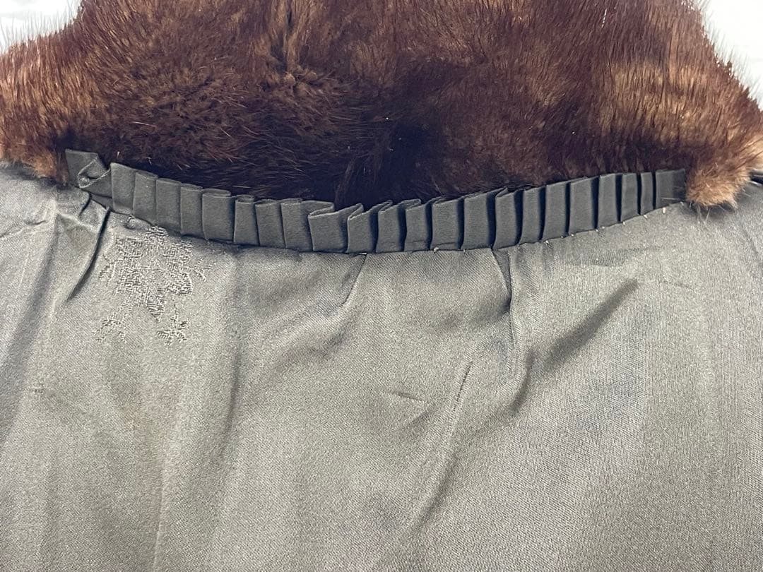 【S】ミンク ファー 毛皮 コート ブラウン ミドル丈