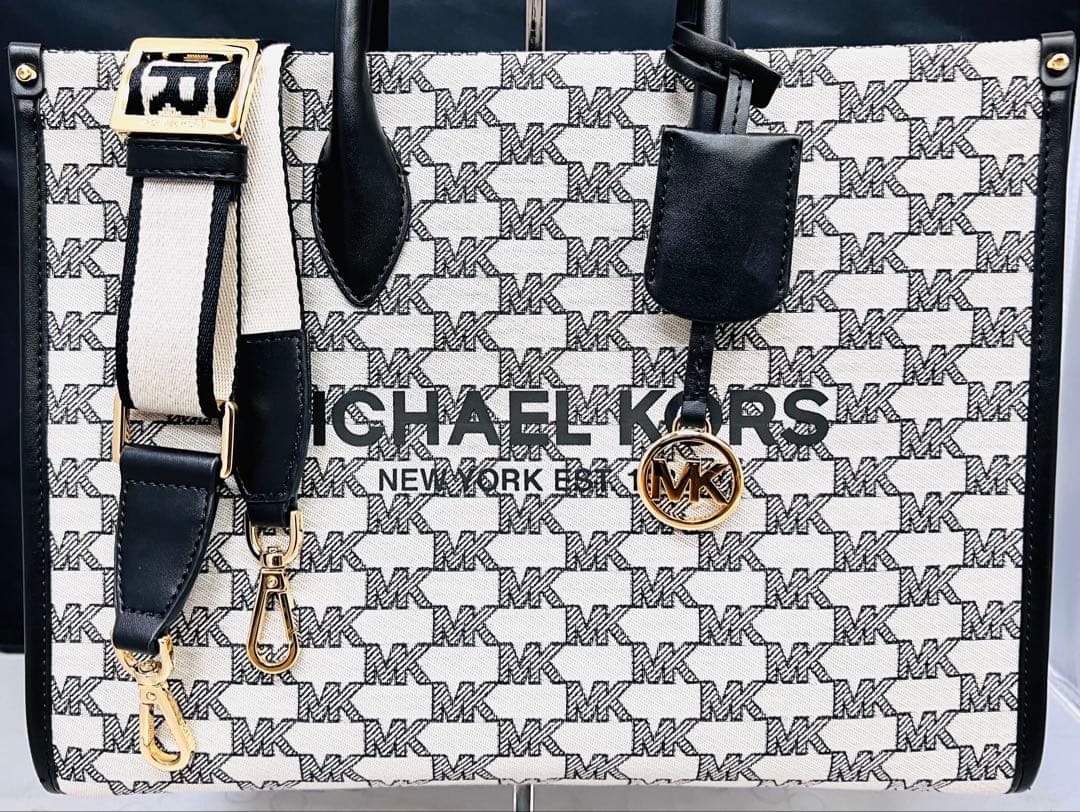 MICHAEL KORS 2WAY トートショルダーバッグ 総柄モノトーン 美品