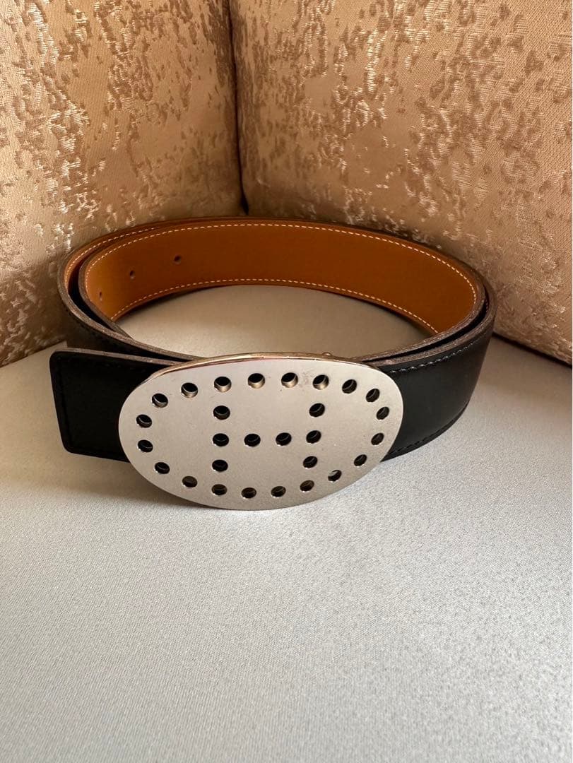 【美品】HERMES エルメスリバーシブルベルト75 エブリンバックルシルバー