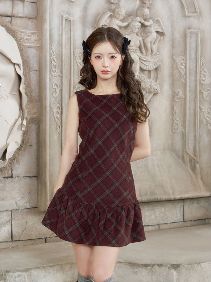 Darich ダーリッチ タータンチェックノースリミニワンピース FLサイズ