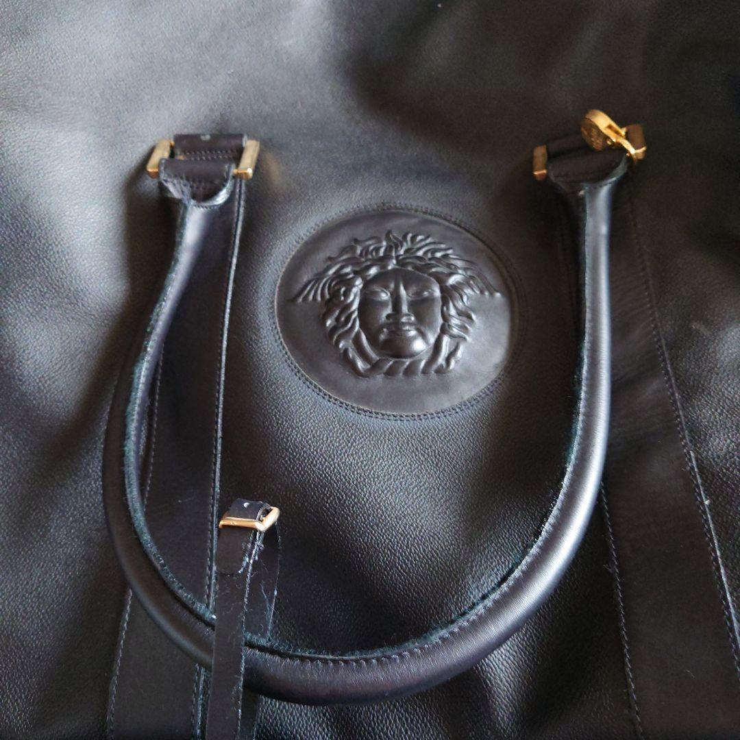 値下げ　VERSACE　黒 レザー ボストンバッグ