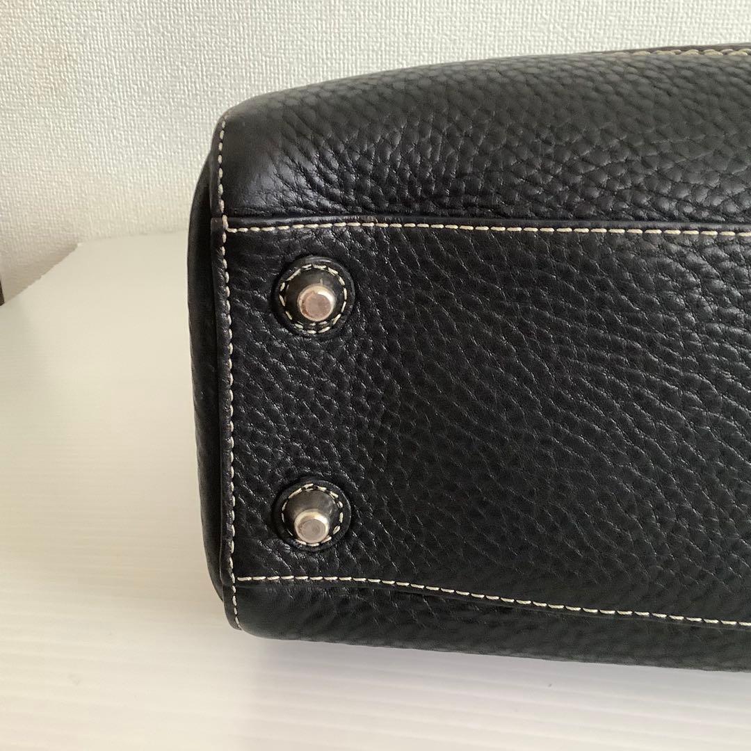 COACH コーチ ブラック レザー ハンドバッグ