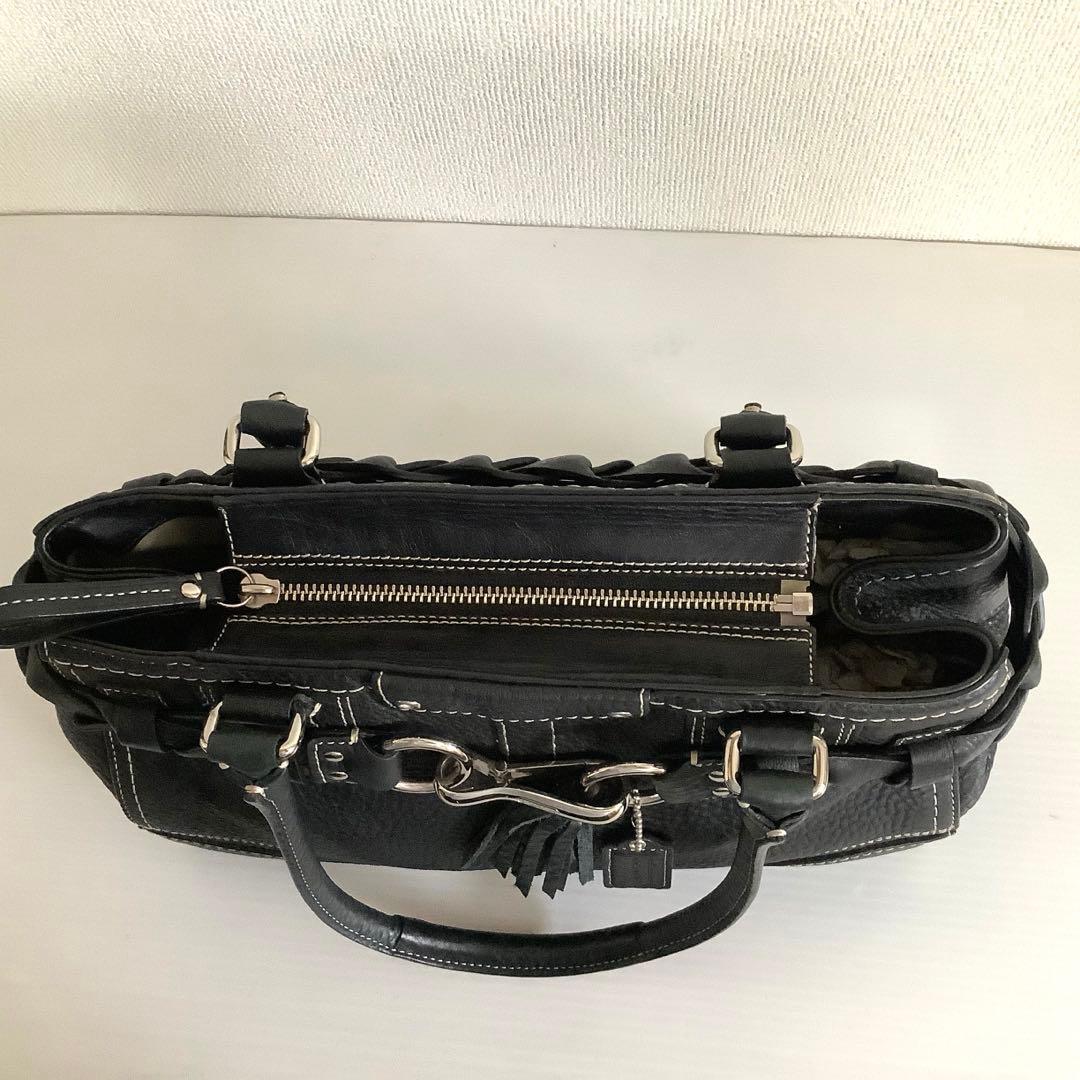 COACH コーチ ブラック レザー ハンドバッグ