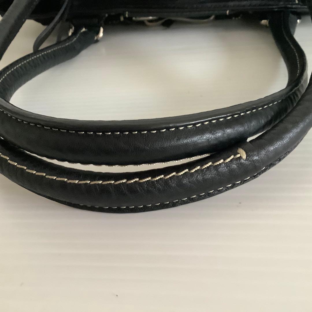 COACH コーチ ブラック レザー ハンドバッグ