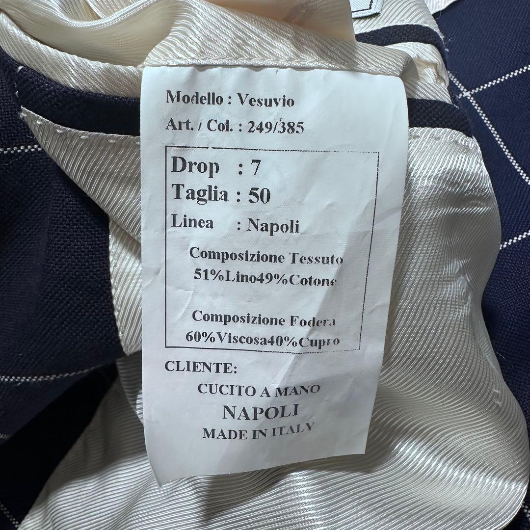 XL相当◎デペトリロ Vesuvio ダブルブレストテーラードジャケット 紺50