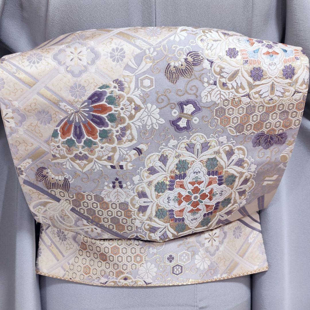 ❰6378❱ フルセット　色留袖 華文 金駒刺繍 一つ紋　袋帯　帯締　正絹　着物