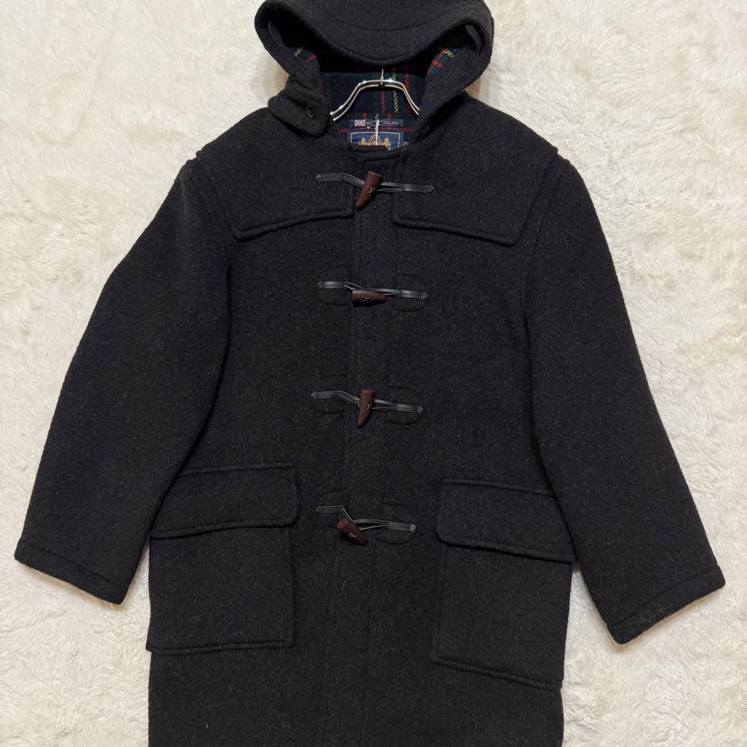 新品/英国製 グローバーオール ダッフルコート 38 チャコール 裏地チェック
