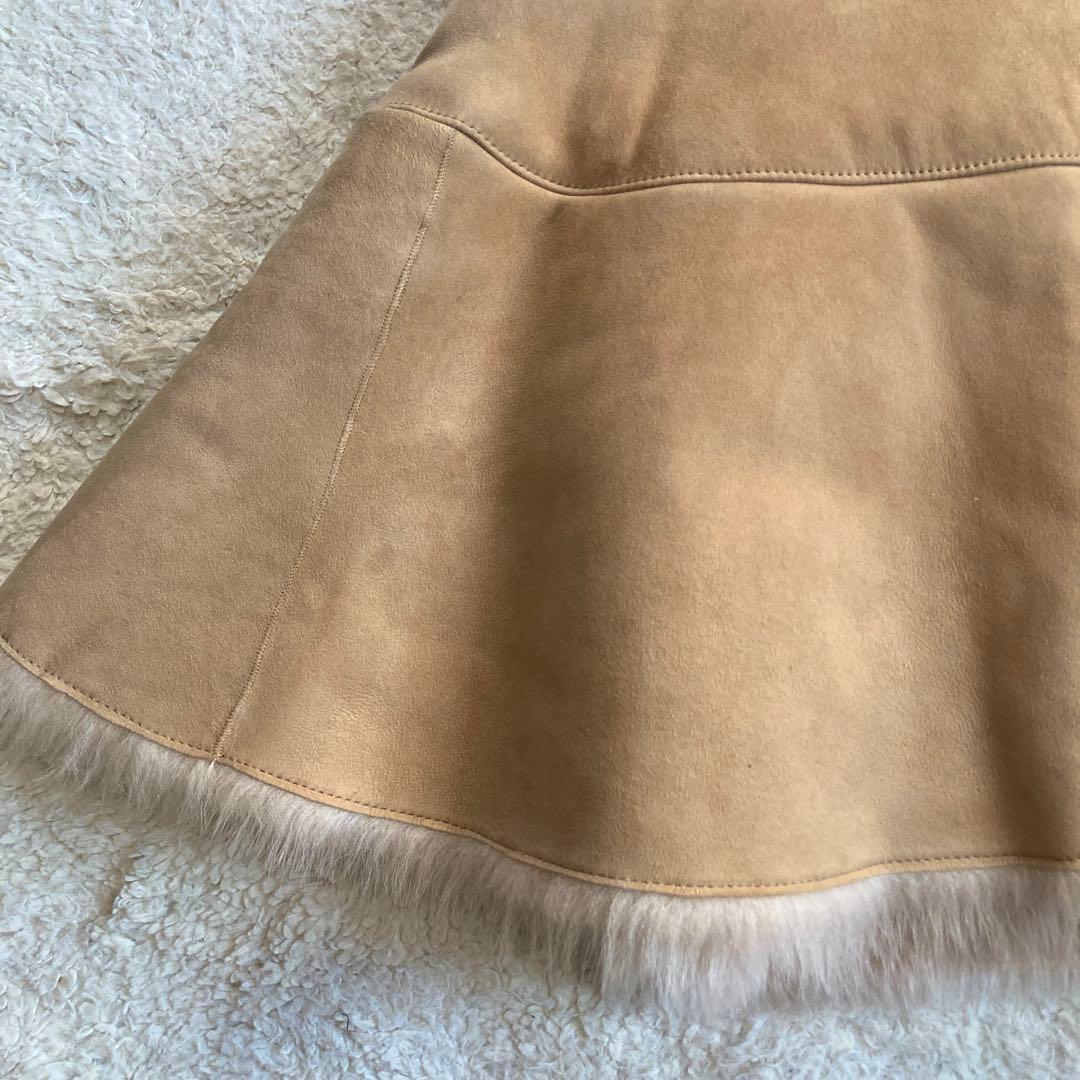 【美品】クレージュ　ケープコート　羊革　ムートン　毛皮　ファー　サイズ38