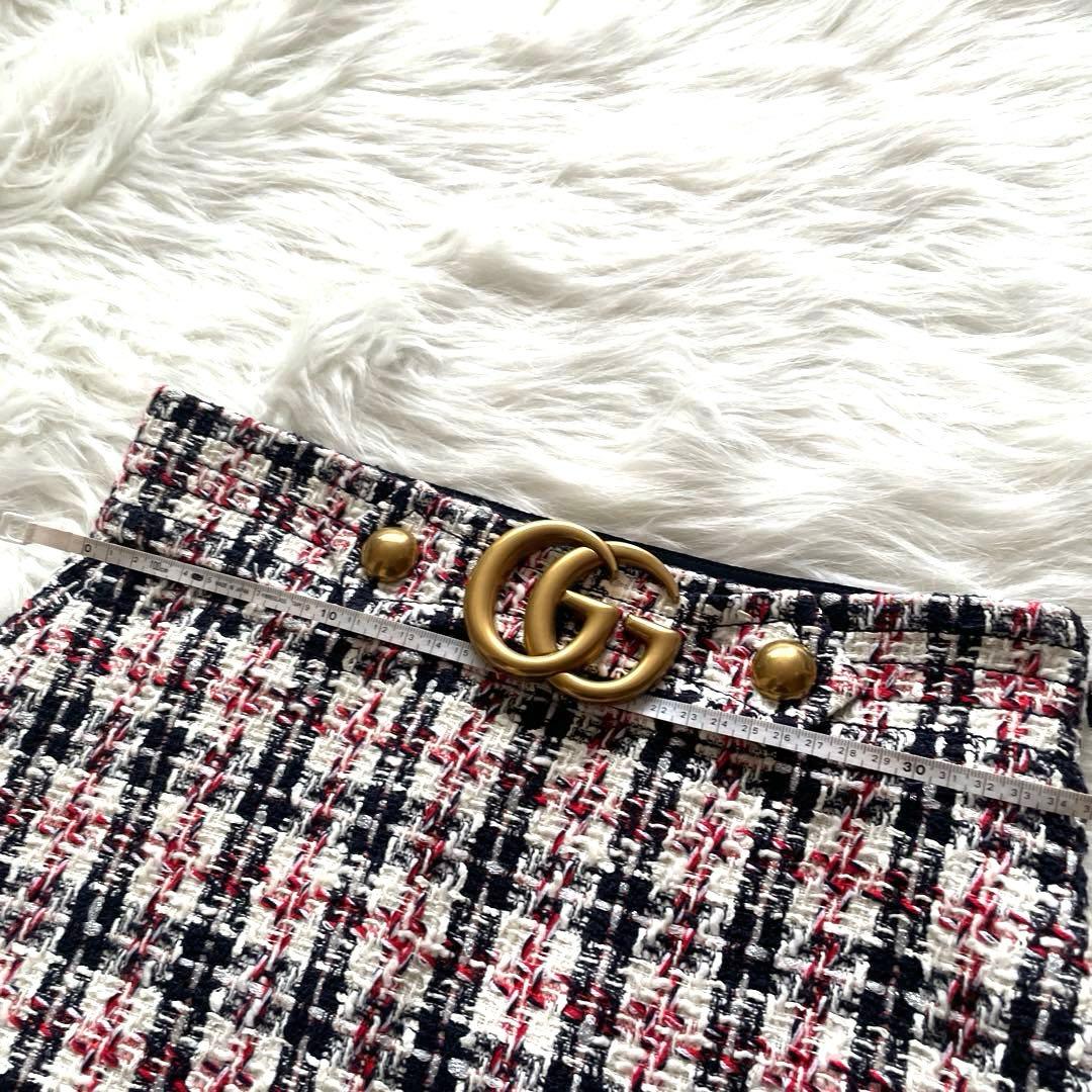 【GUCCI】GGロゴ付きツイードタイトスカート