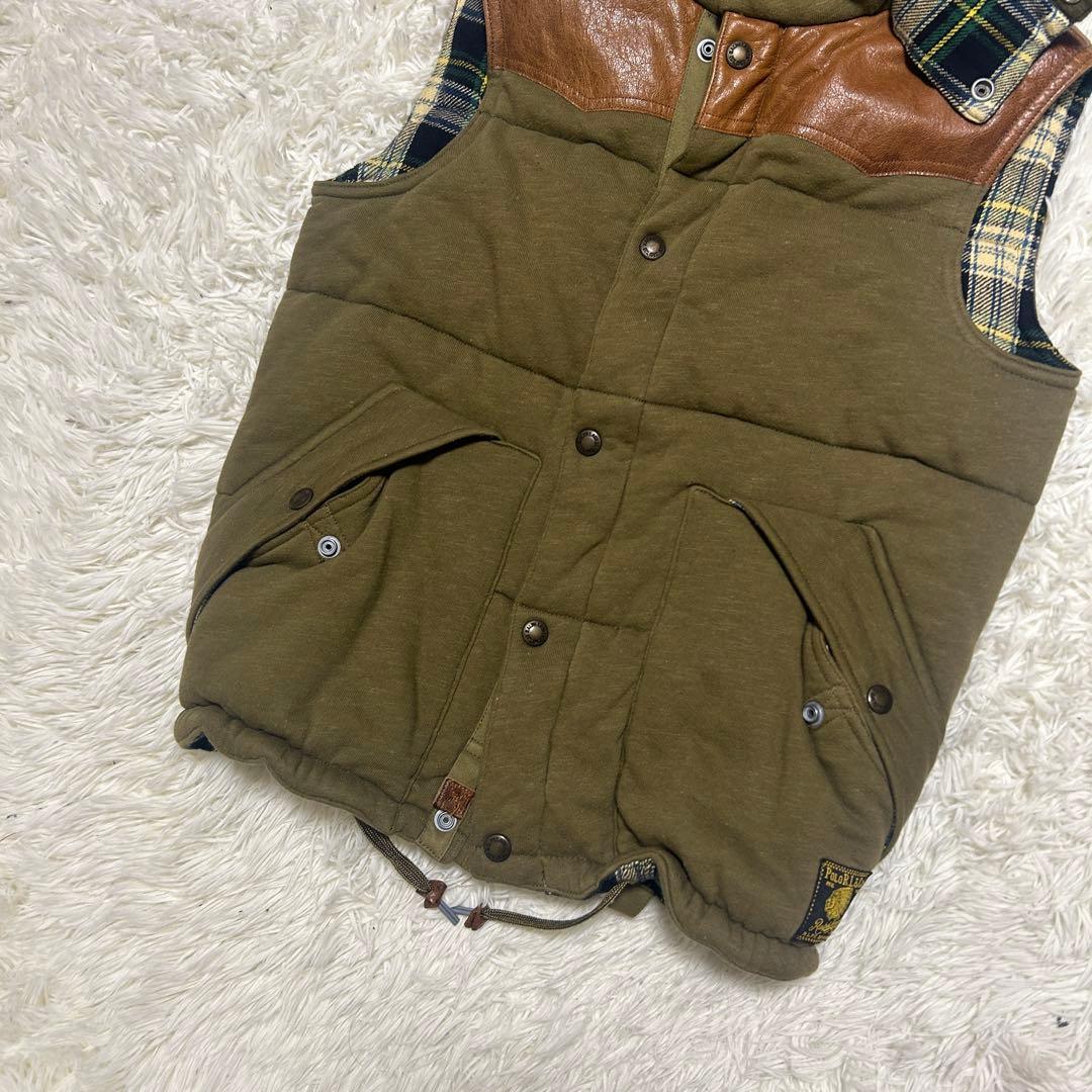 ポロバイラルフローレン　ベスト　レザー　本革　ヨーク　チェック　M
