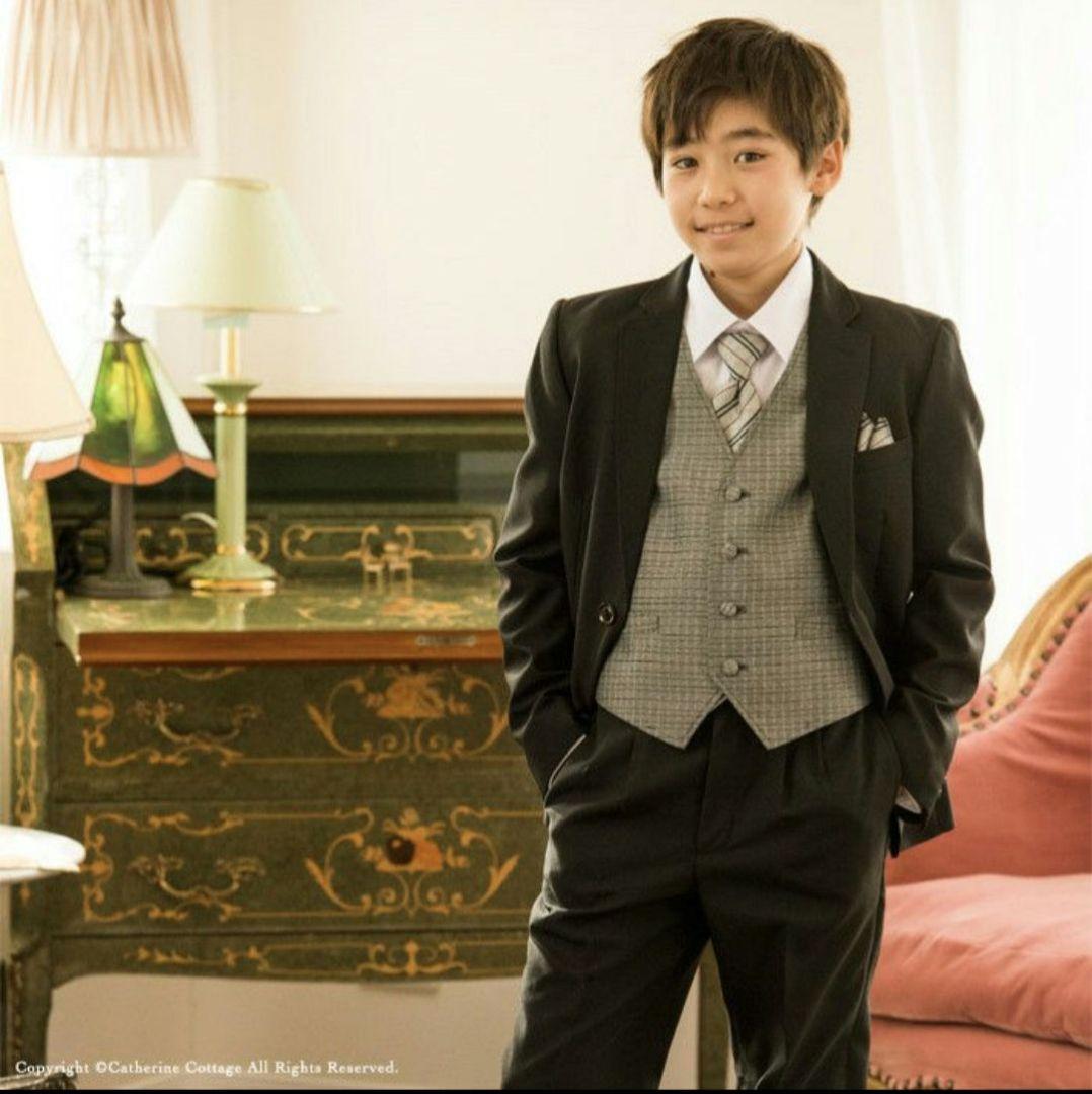 キャサリンコテージ 男の子 140 フォーマル スーツ 卒業式 黒 ★美品★