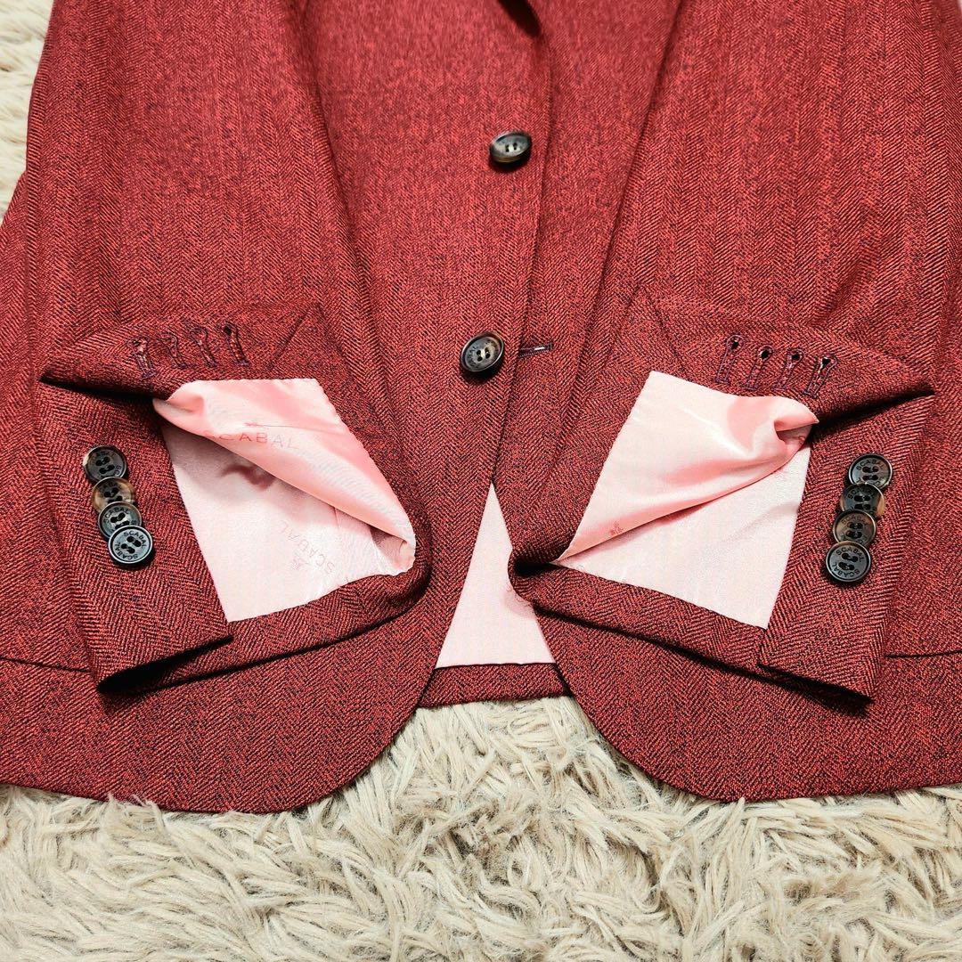 SCABAL テーラードジャケット ヘリンボーン ツイード ロゴ ボタン 美裏地