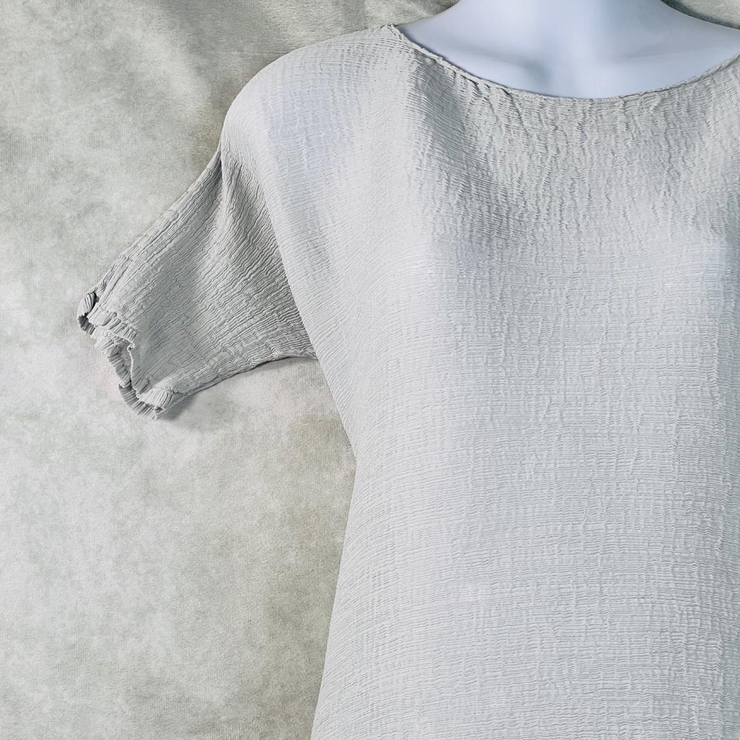 【美品★イッセイミヤケ】 変形プリーツチュニック グレー系 フリーサイズ me