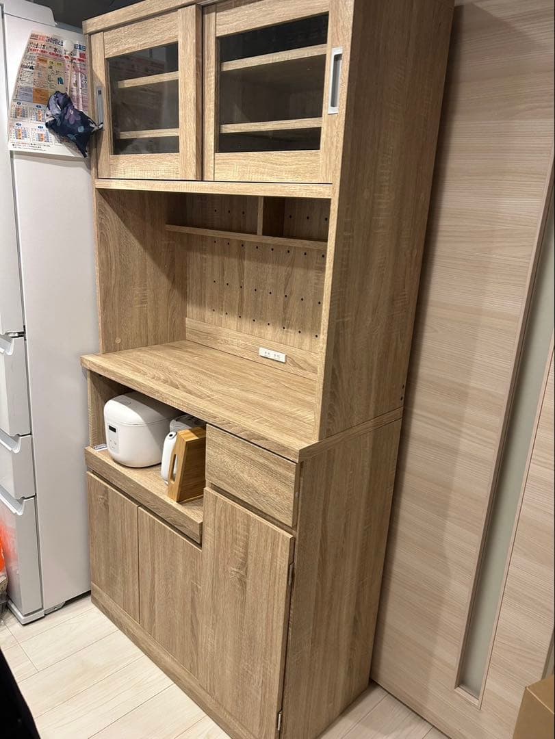 【PEKOPOKO☆】LOWYA 食器棚 レンジ台 幅90cm