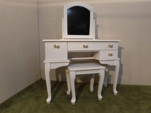 送料無料★ロココ調姫系アンティーク風猫足リボンドレッサーセット【フェミニン】