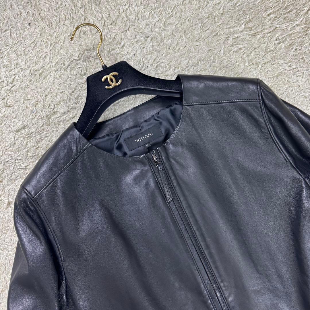 【現行★極美品】アンタイトル ライダースジャケット 羊革 ブラック 44 3L