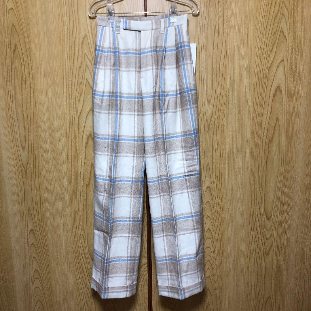 期間限定　SOWA チェック　ウールパンツ