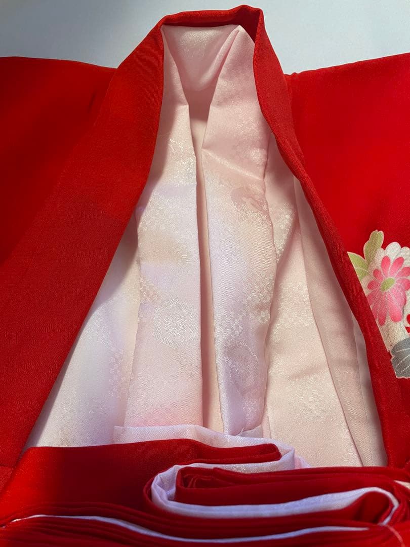 最終値下げ‼️【新品】お宮参り 正絹　赤色　女の子　七五三