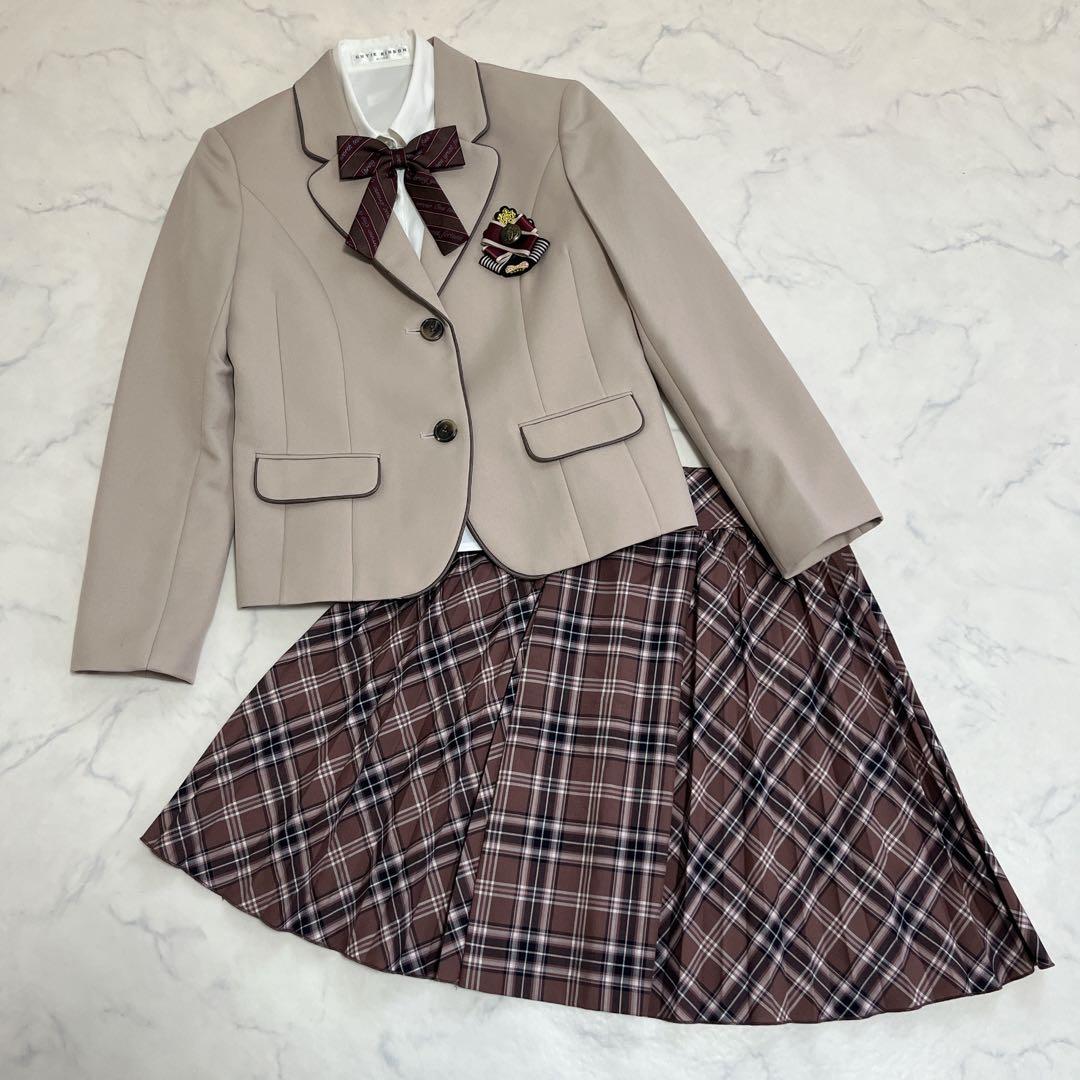 美品 ショパンドゥ 卒服 160 フォーマルスーツ ブラウンチェック ブレザー