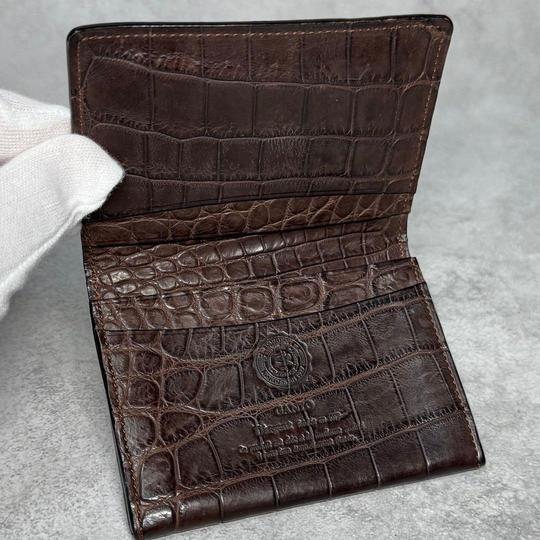 極上品 無双仕上げ オーダー品 ガンゾ クロコダイル 名刺入れ ブラウン