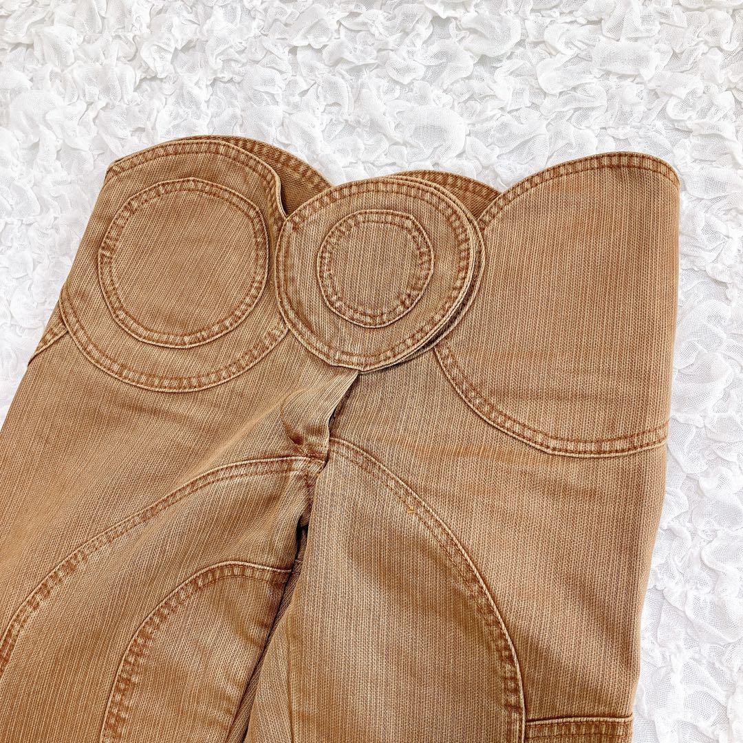 シェアースピリット　デザインパンツ　円形模様　ブラウン系　36