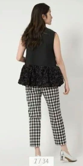 ユナイテッドアローズ フラワー サテン コンビ ベスト ブラック