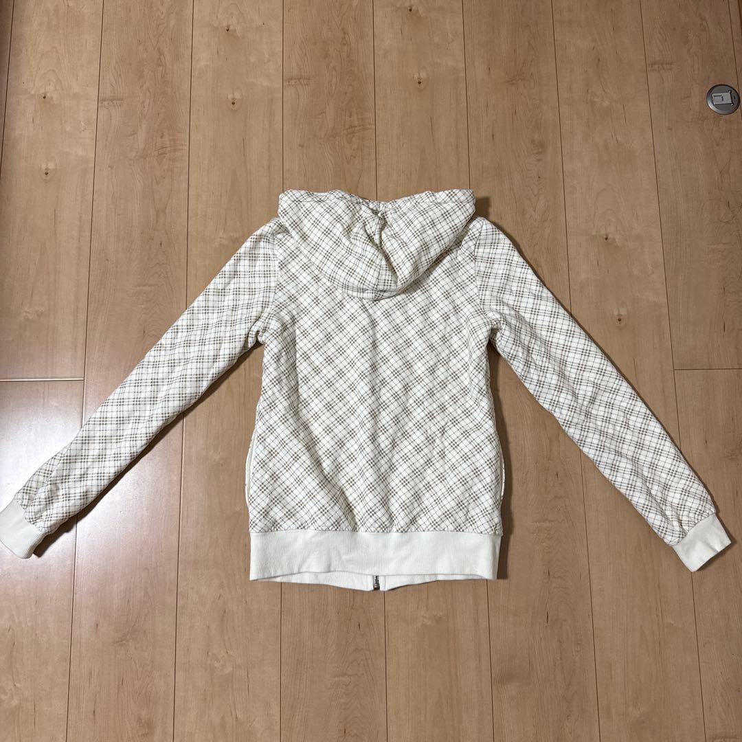 バーバリーブルーレーベル★長袖チェックリバーシブルパーカー38未着