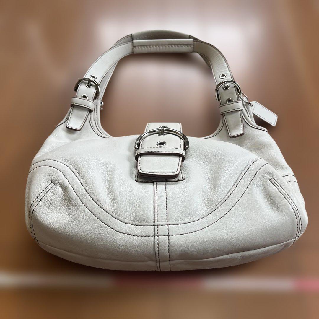 未使用 COACH ホワイトレザー ハンドバッグ コーチ ショルダーバック
