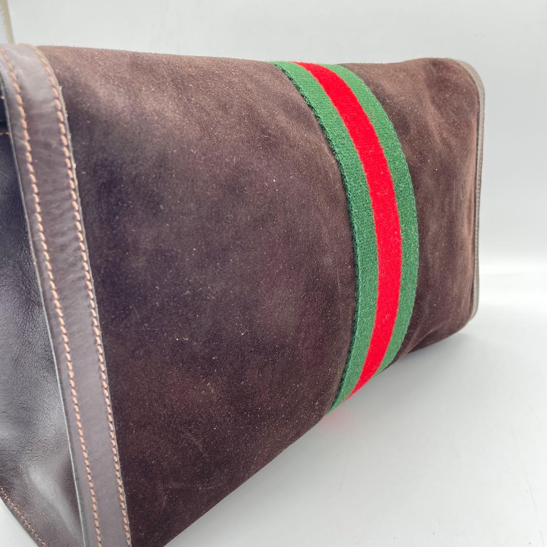 ●GUCCI クラッチバッグ●シェリーライン スエード グッチ レザー オールド