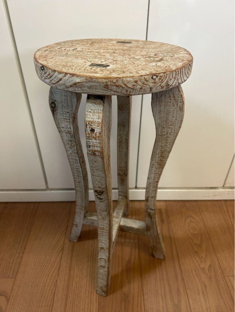 【アンティーク】スツール・プランター台（木製）