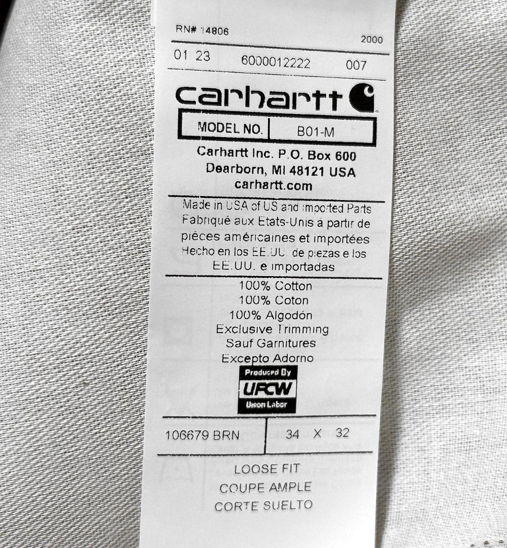 新品 カーハート 米国製 B01フィルムダック ダブルニー パンツ W34L32