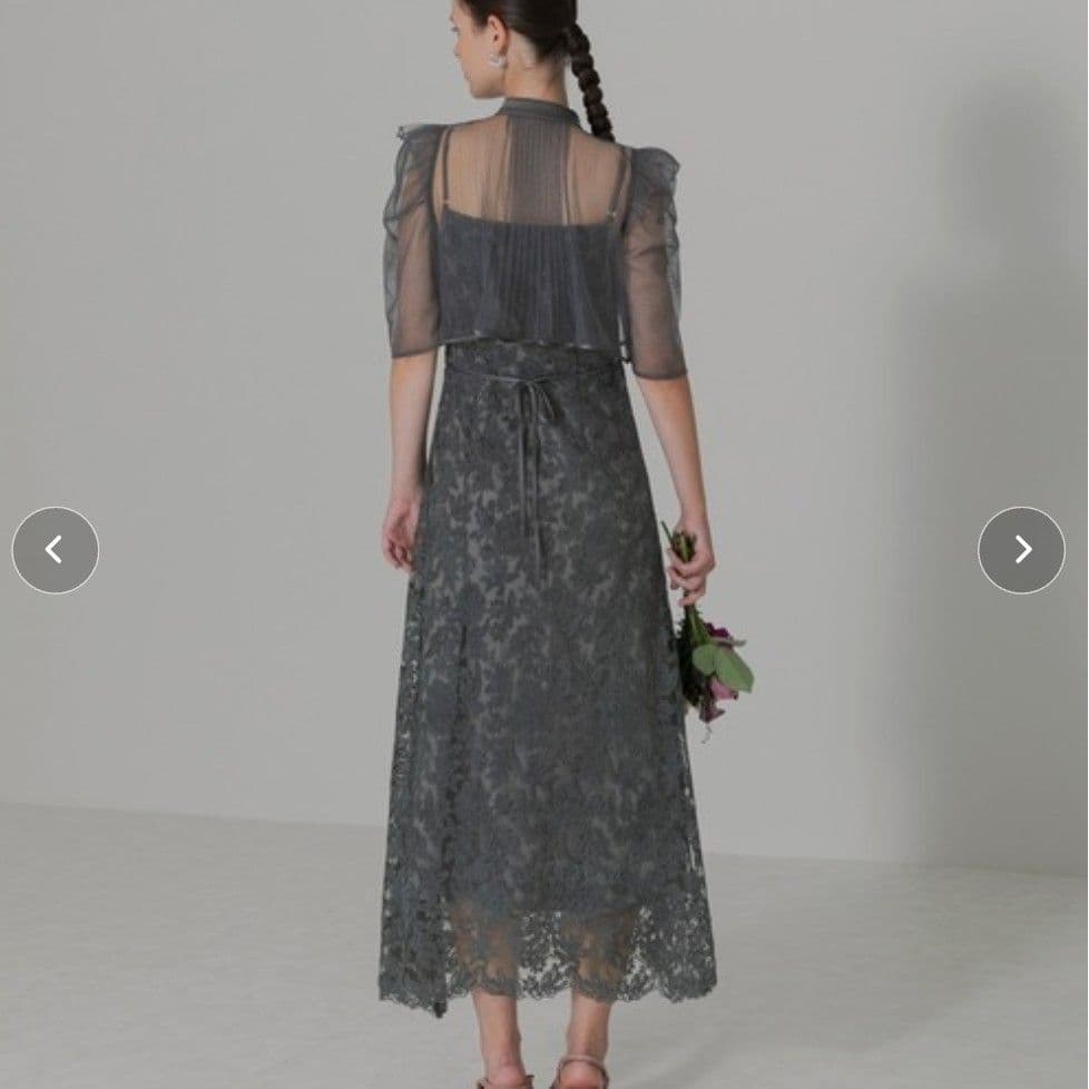 Leja シャーリング ボレロ レース ワンピース ドレス 結婚式 お呼ばれ