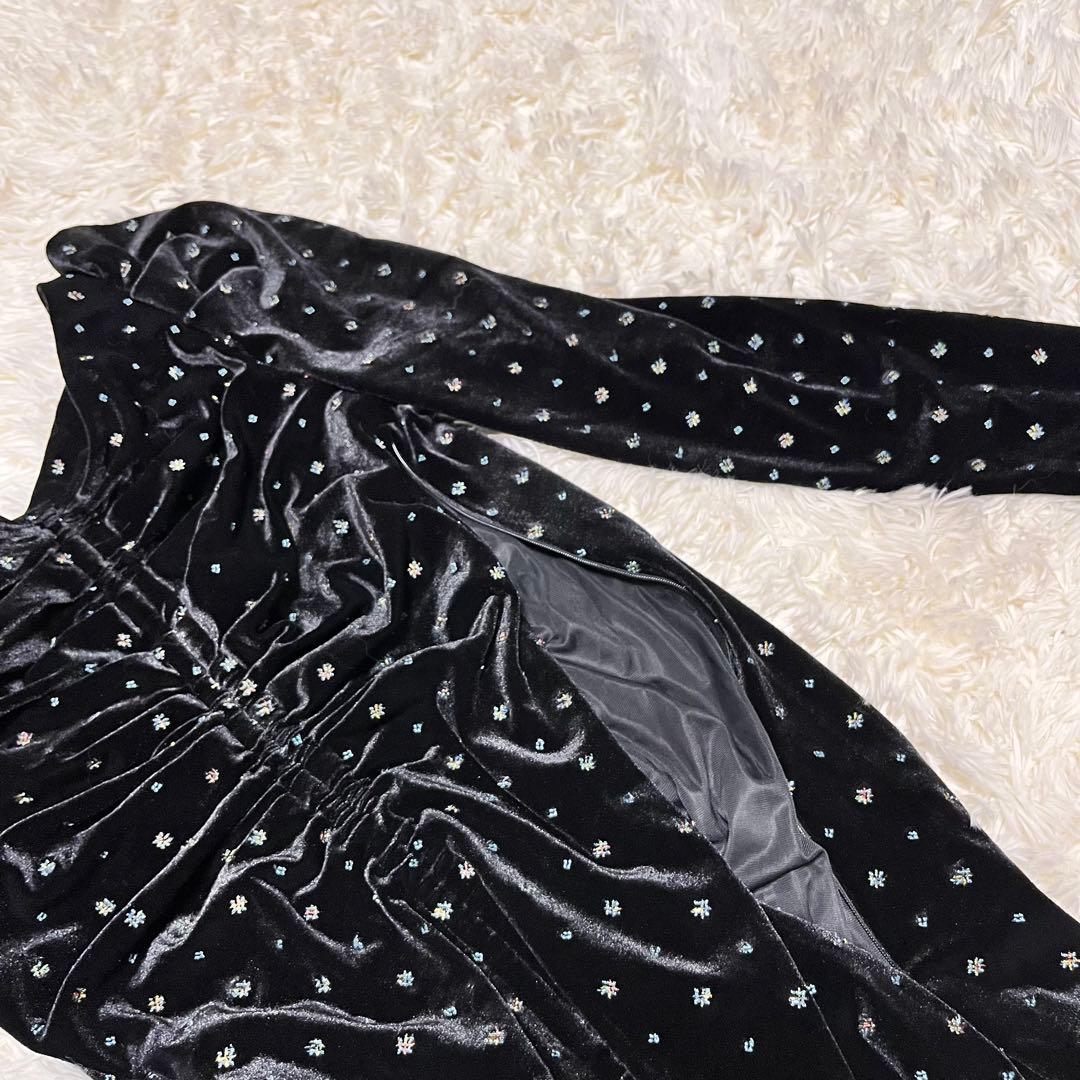 極美品 snidel ベロア 刺繍 ワンピース 2024AWブラック M ドレス