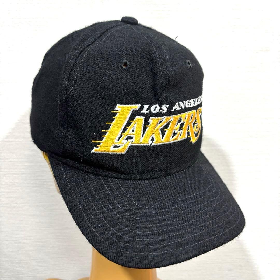90s 黒 スターター ロサンゼルス レイカーズ オフィシャル ウール キャップ