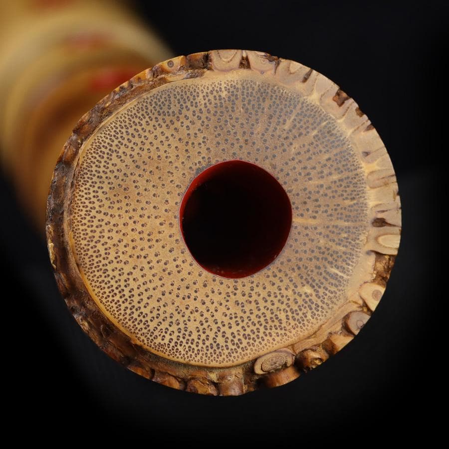 Y3273-1 琴古流 尺八 隆風銘 銀三線 螺鈿細工 全長40㎝ 竹製　EE