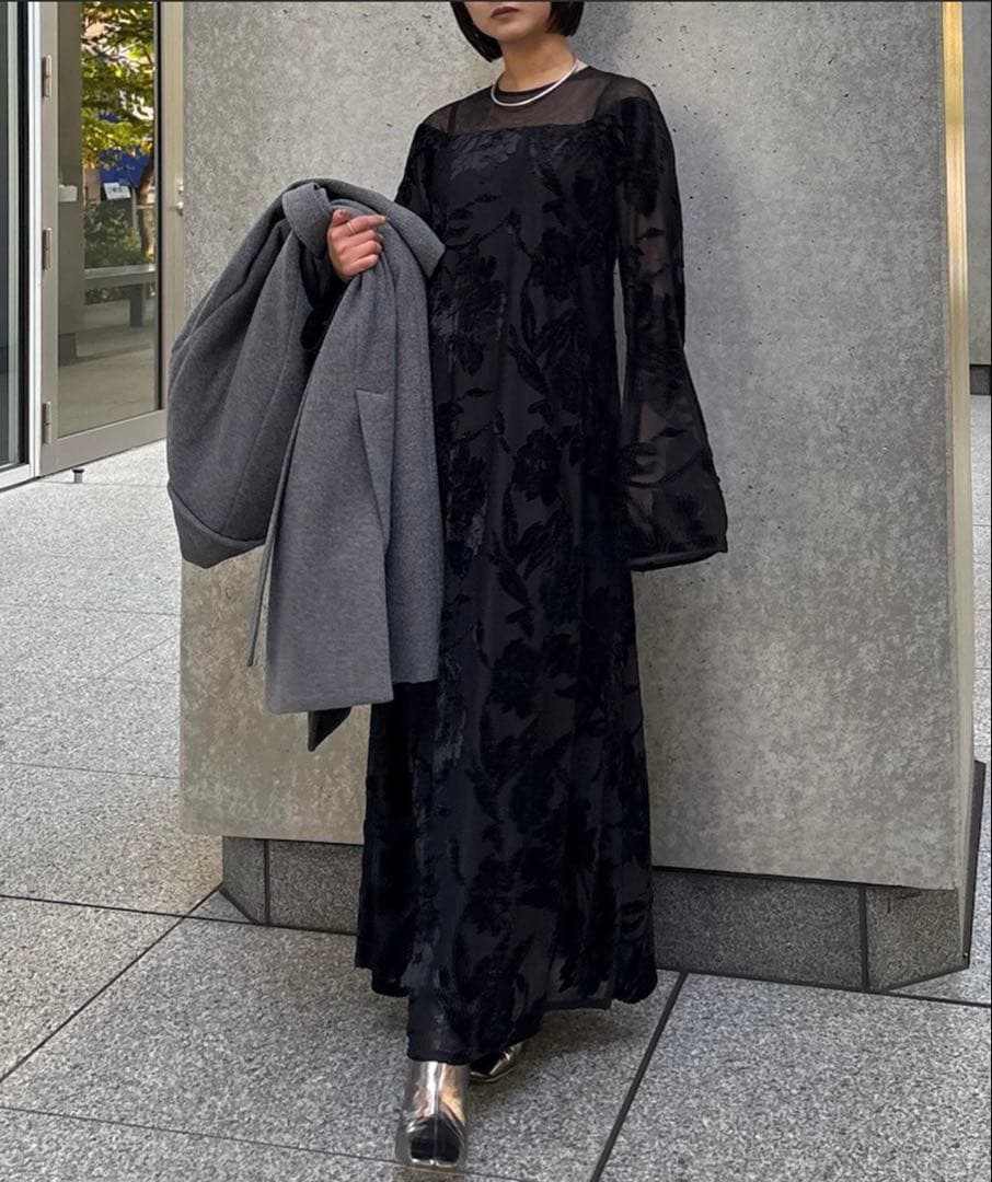 スーツ・フォーマル・ドレス SHEER JACQUARD A LINE DRESS Ameri