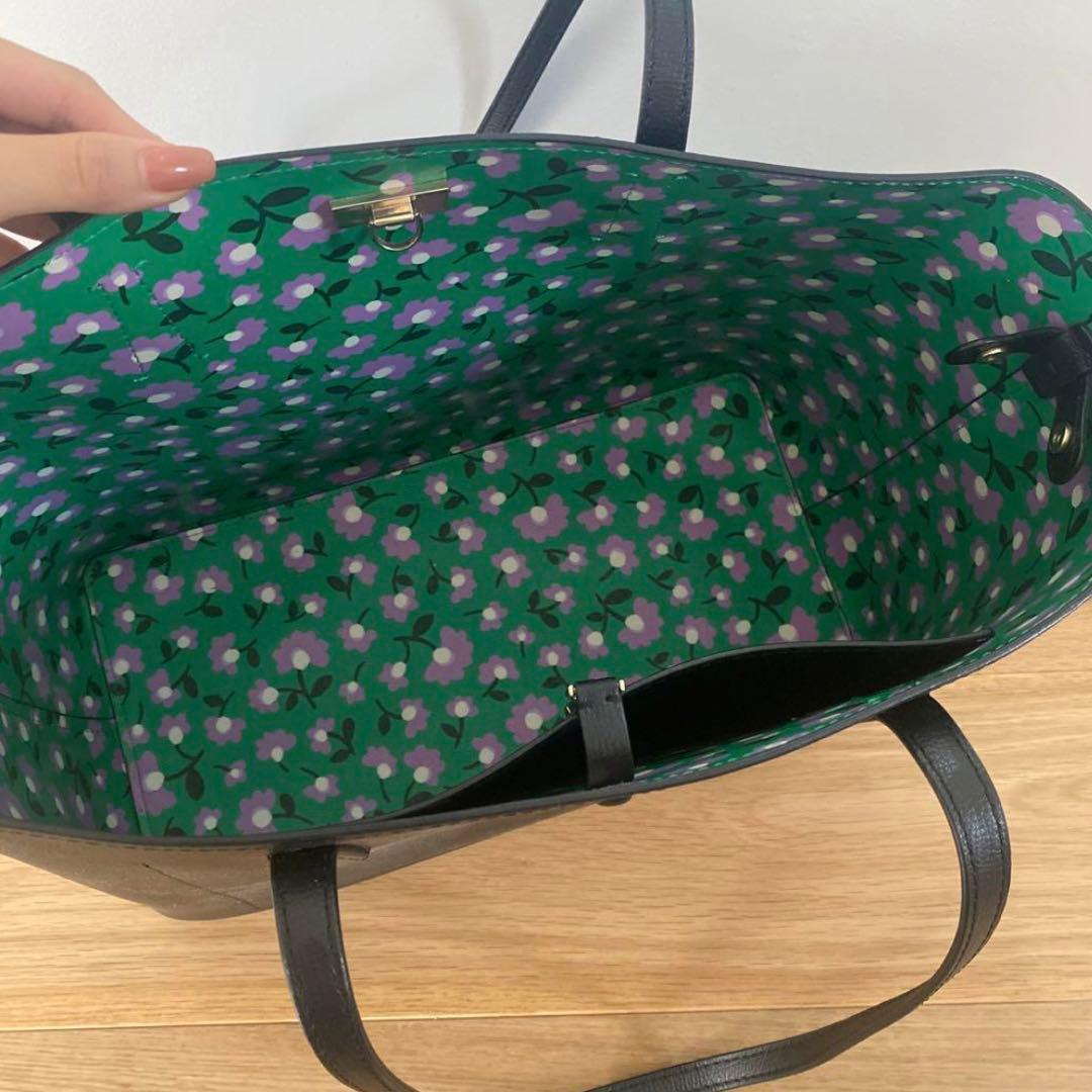 絶品グース wife　kate spade 黒レザーA4トートバッグ