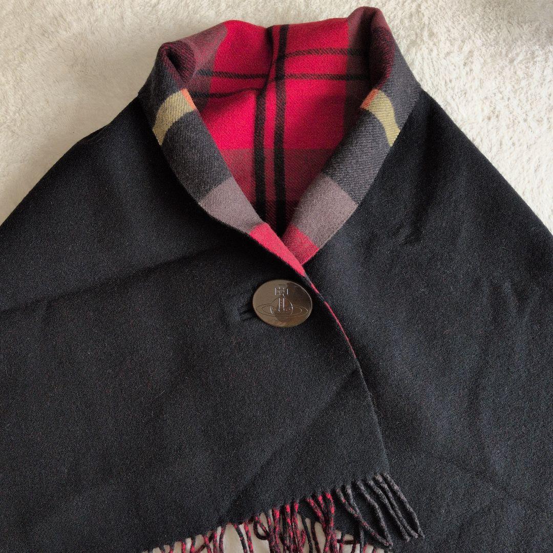 VivienneWestwood 黒赤チェック ポンチョマフラー