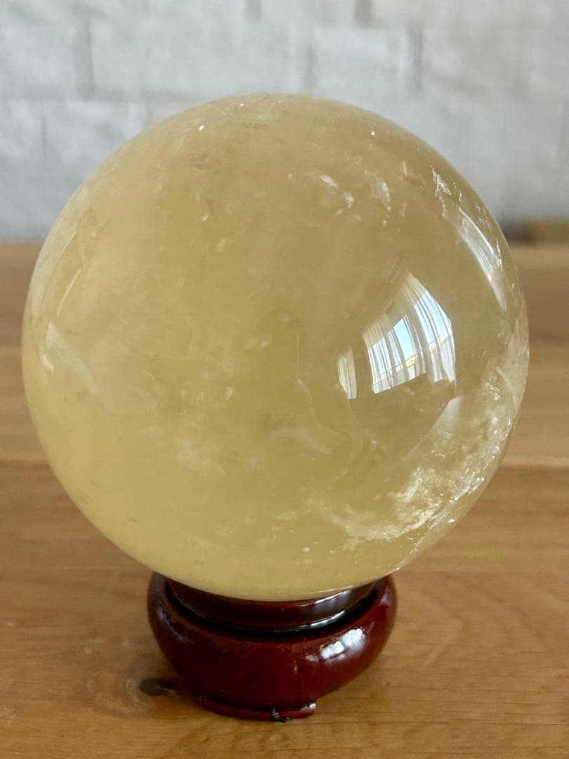 ✨キラキラ虹入✨ハニーカルサイト　スフィア　78mm ハニーイエロー　丸玉