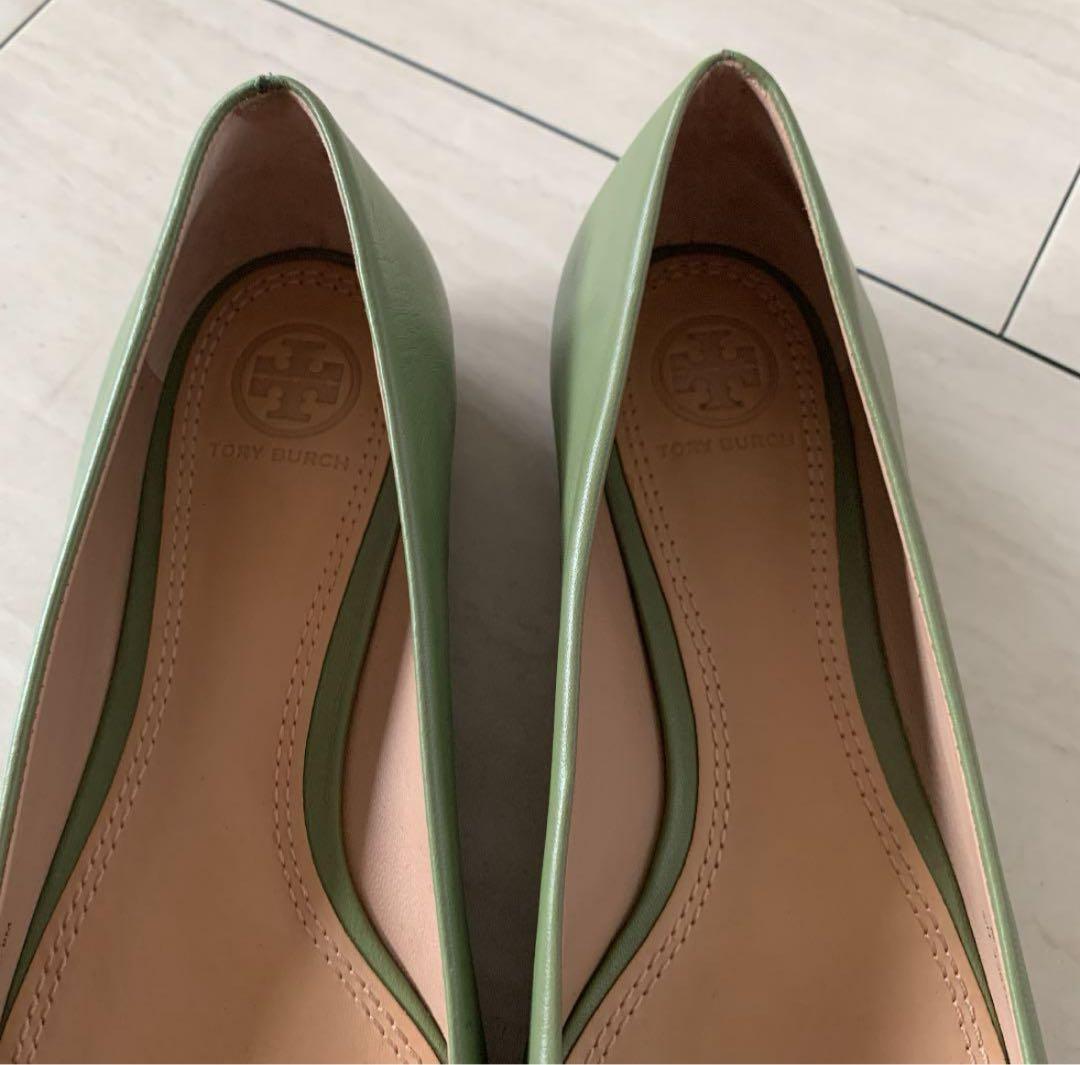 トリーバーチ　シューズ　25 グリーン レザー