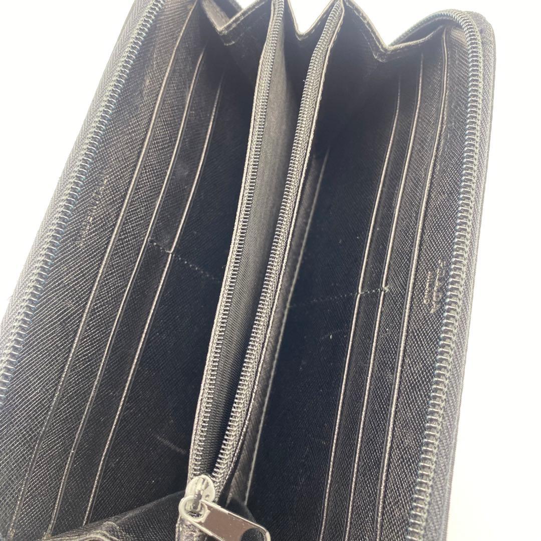 美品　プラダ　PRADA 長財布　ブラック　ナイロン　ラウンドファスナー