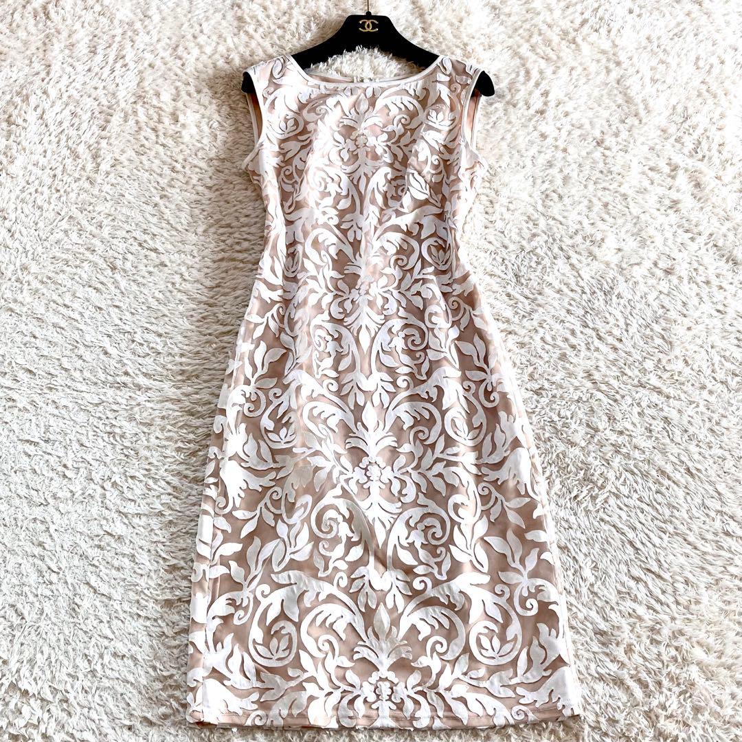 【美品】タダシショージ シンメトリーチュールレースドレス 幾何学模様 ワンピース