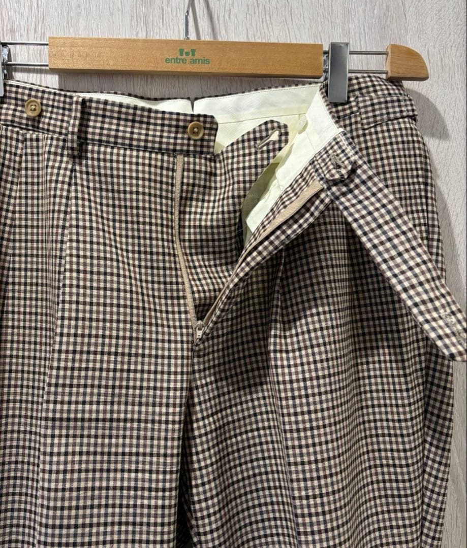 BEAMSFガンクラブチェック2アウトプリーツスラックス