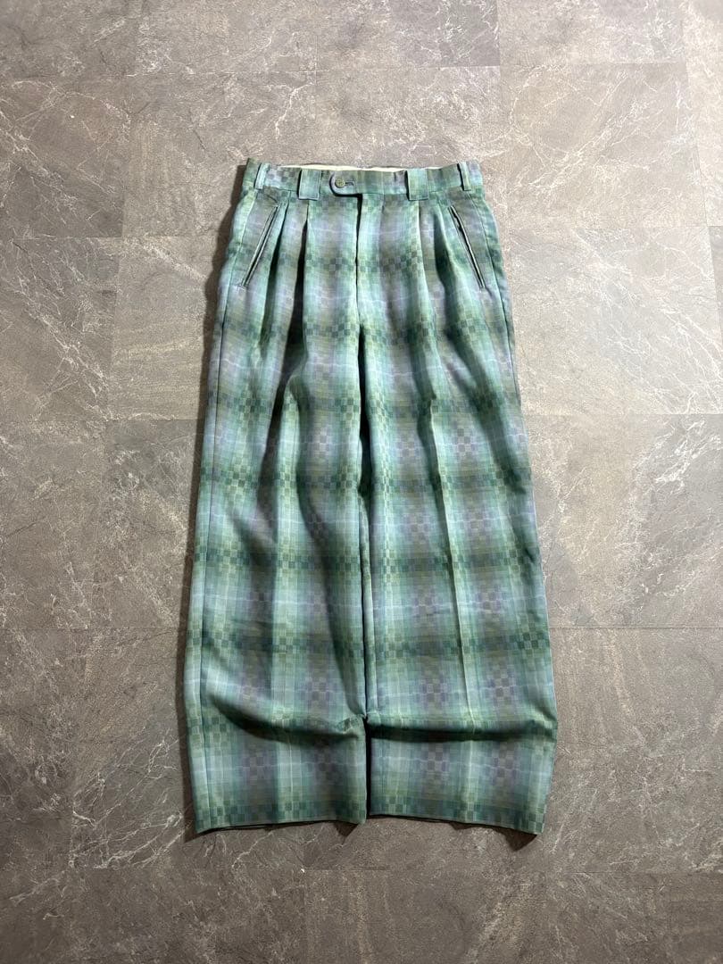 パンツ 90s BALENCIAGA wide wool check slacks