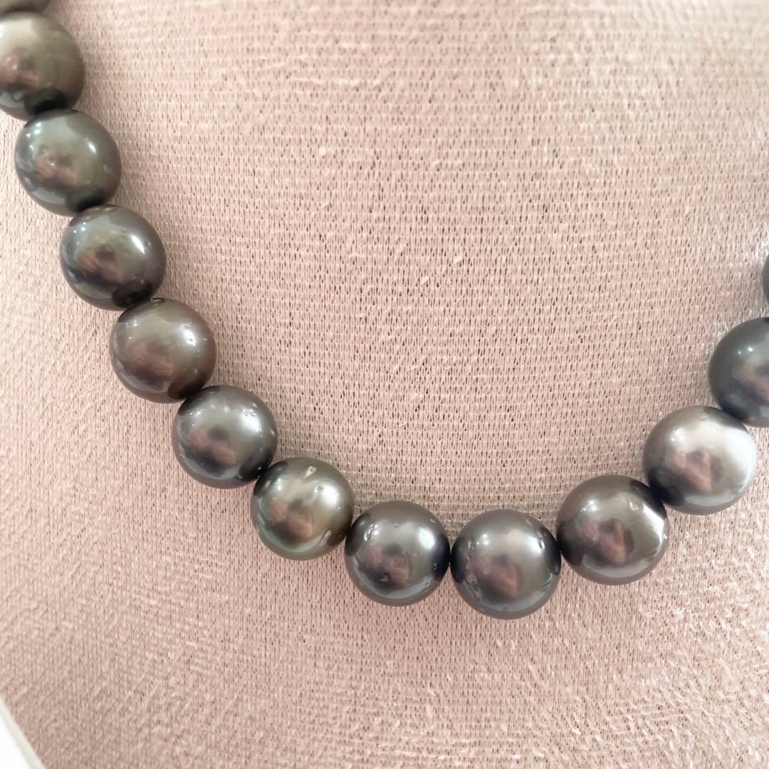 アコヤ真珠★パールネックレス★シルバー刻印あり★大粒★ブラック