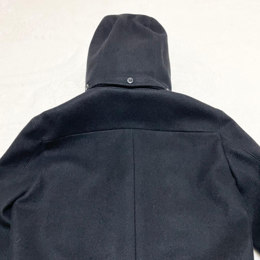 ジュンハシモト Pコート ロングジップ カシミア混 フード付き サイズM