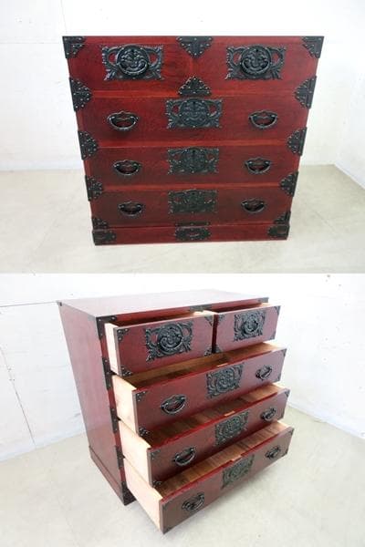 岩谷堂箪笥■伝統工芸品■拭漆■欅■整理箪笥■時代箪笥■4段■高級■南部鉄器■