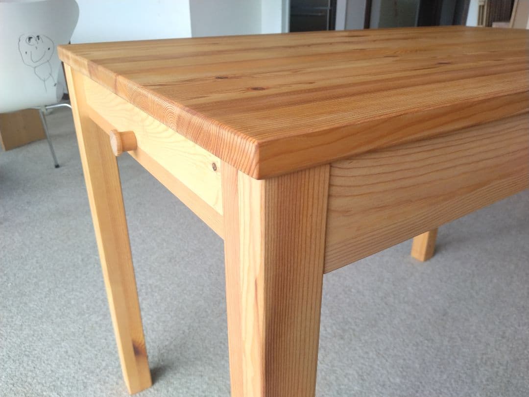 MUJI/無印良品 パイン材デスク100cm引出し付/ワークテーブル/学習机