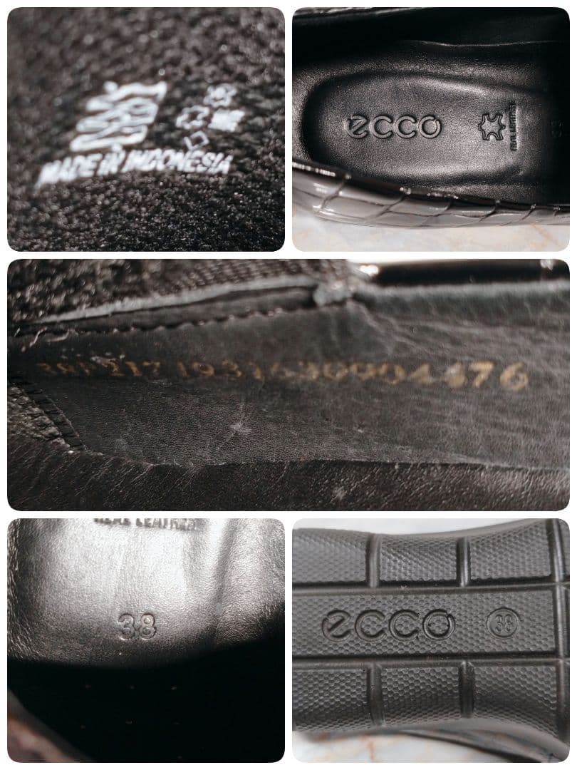 ECCO Felicia クロコ型押し 本革 エナメル ローファー 38