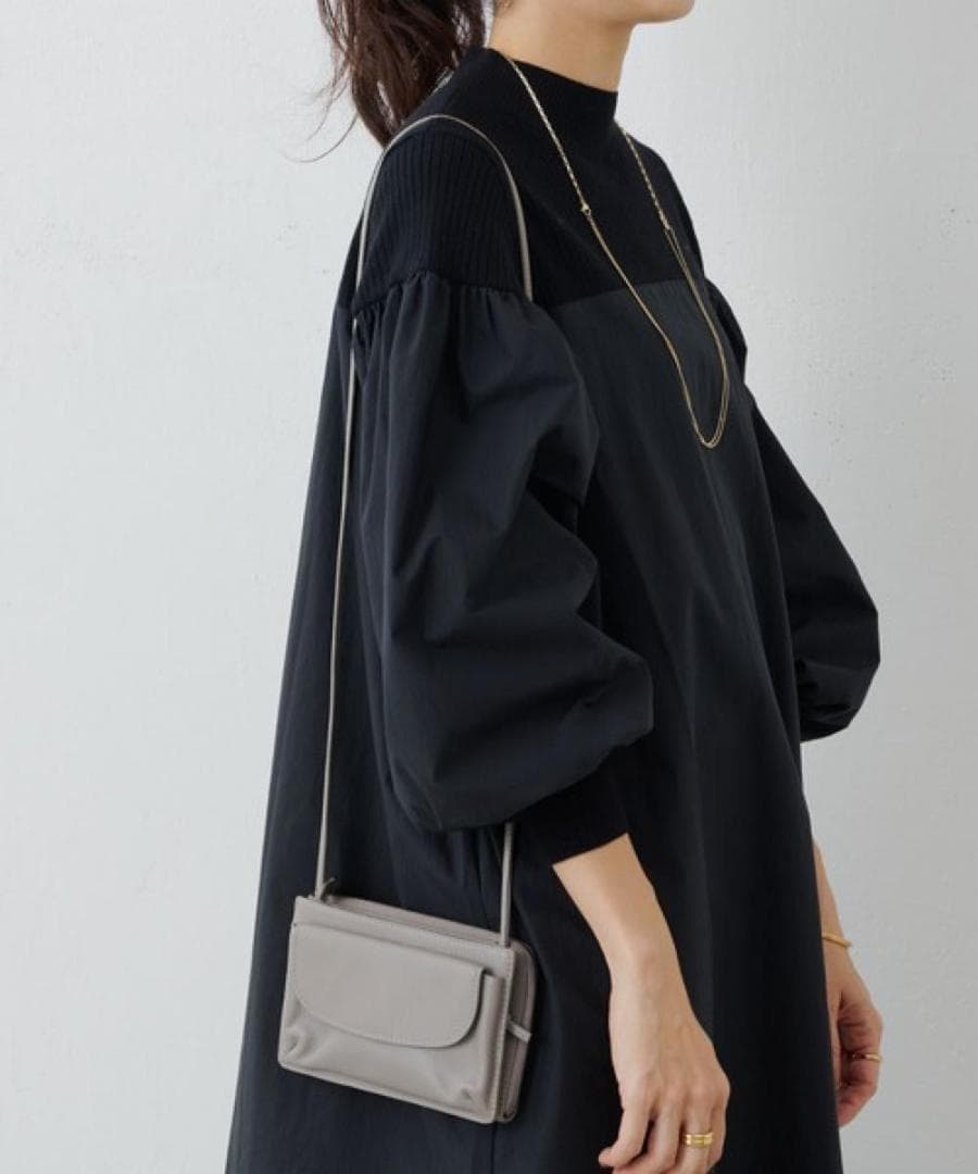 BEARDSLEY　ニットコンビワンピース　ブラック　ビアズリー　洗える　長袖